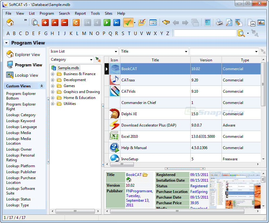 screen capture of SoftCAT
