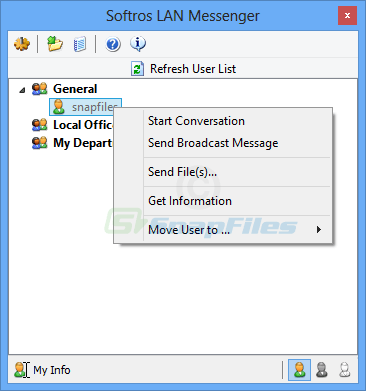 screen capture of Softros LAN Messenger