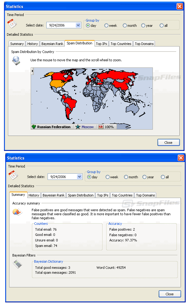 screenshot of SpamBully for Outlook Express