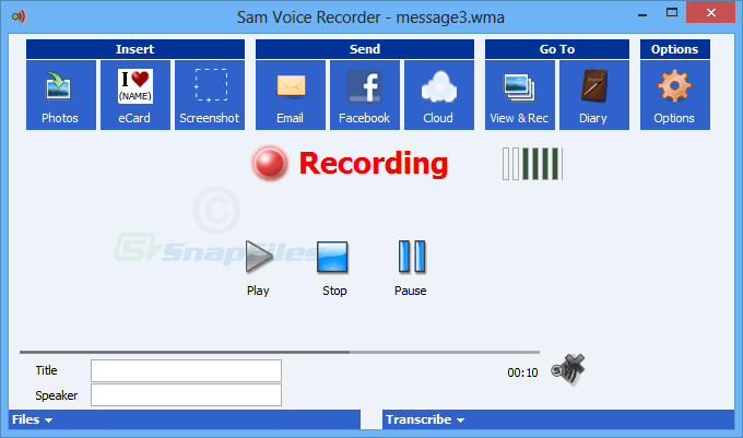screen capture of Speak-A-Message