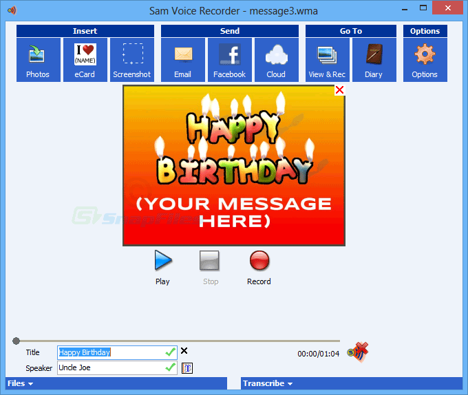 screenshot of Speak-A-Message