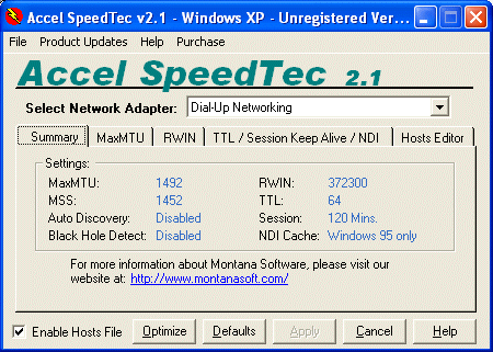 screen capture of Accel SpeedTec