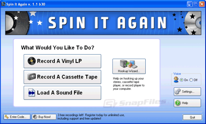 screen capture of Spin It Again