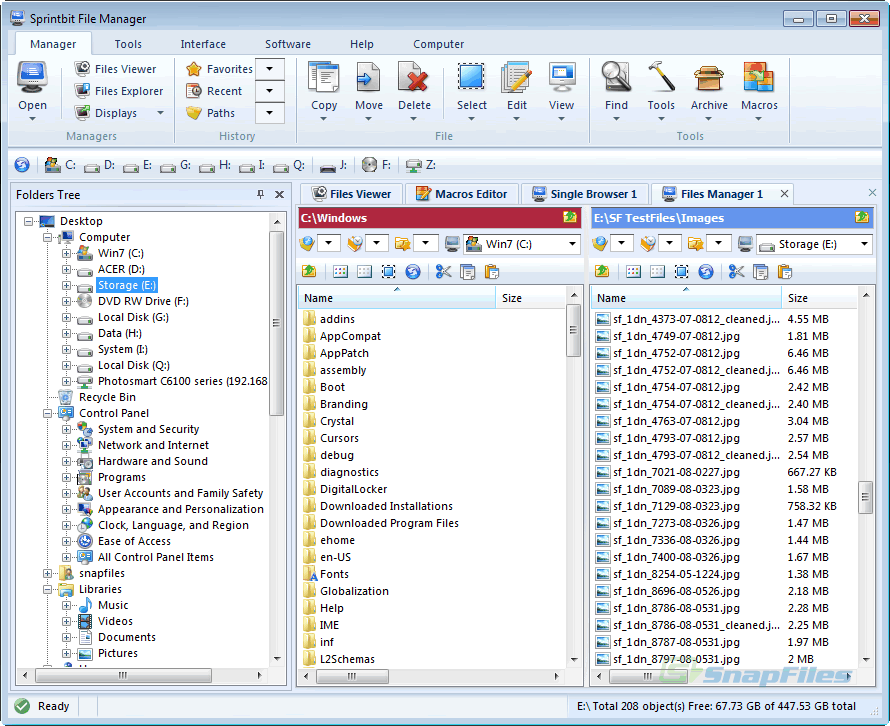 screen capture of Sprintbit File Manager