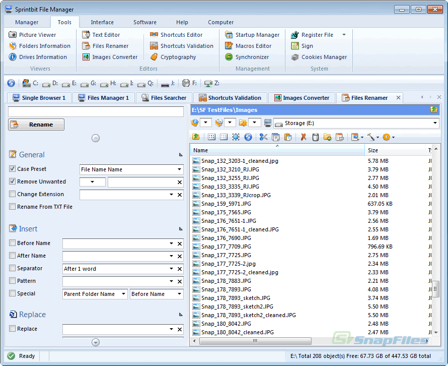 screenshot of Sprintbit File Manager