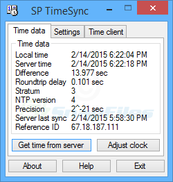 screen capture of SP TimeSync