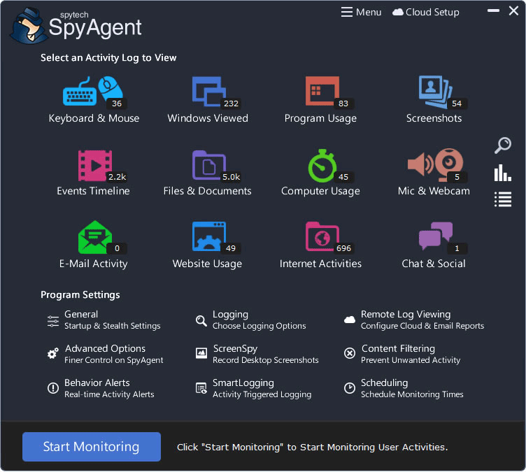 screen capture of Spytech SpyAgent