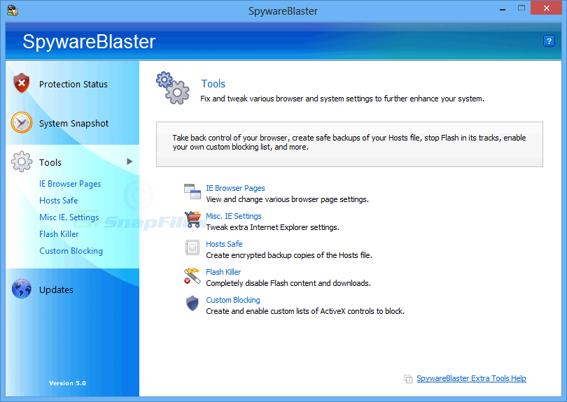 screenshot of SpywareBlaster