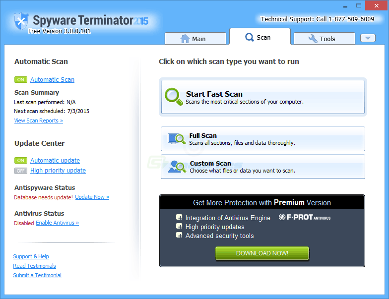 screenshot of Spyware Terminator