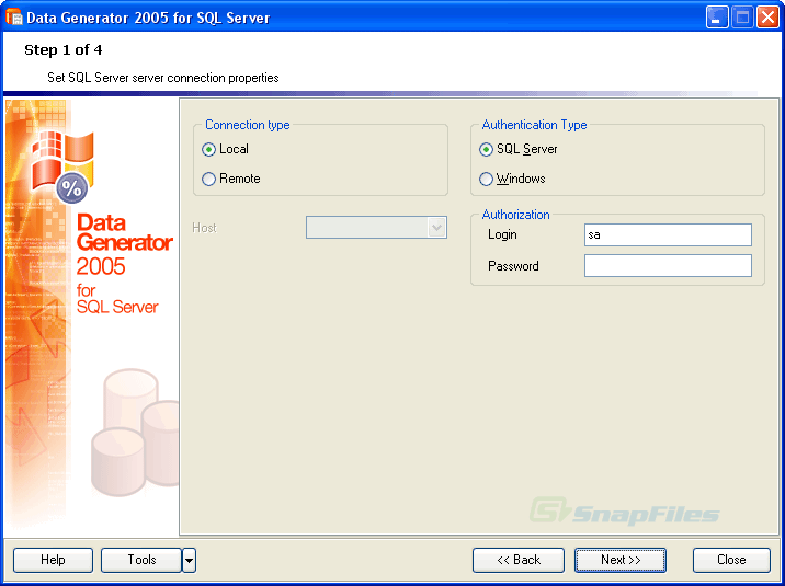 screen capture of EMS Data Generator for SQL Server