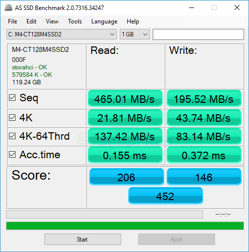 screen capture of AS SSD Benchmark