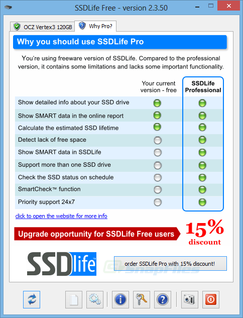 screenshot of SSDLife Free