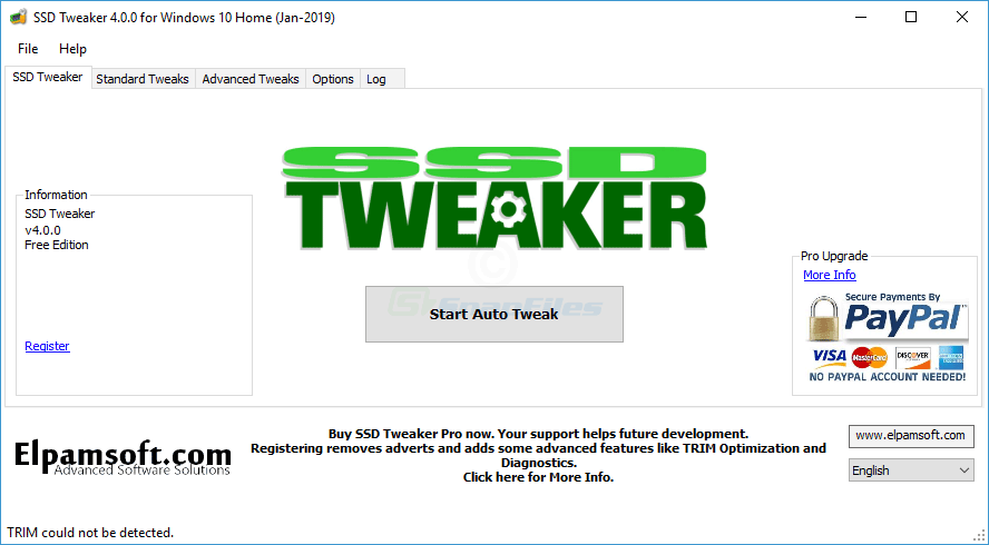 screenshot of SSD Tweaker