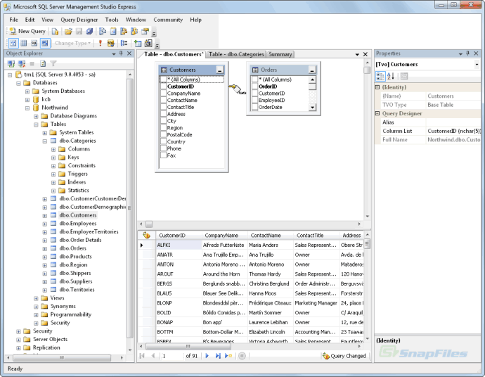 screen capture of SQL Server Management Studio Express