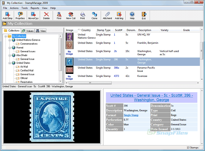 screen capture of StampManage