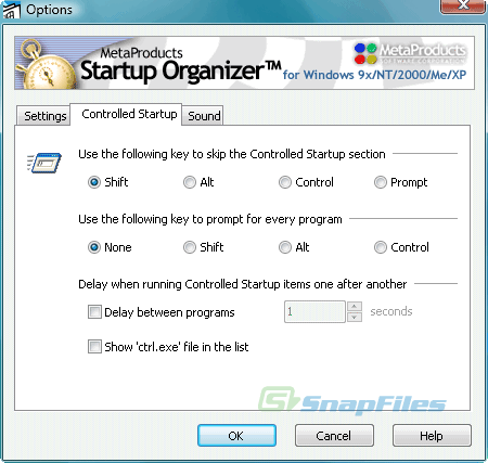 screenshot of Startup Organizer