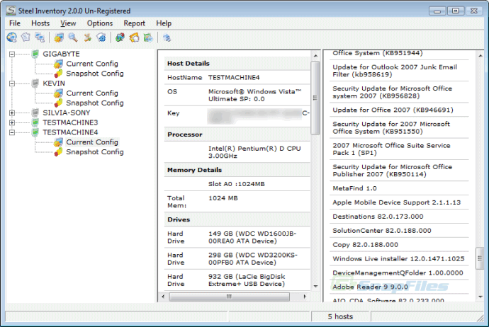 screen capture of Steel Network Inventory