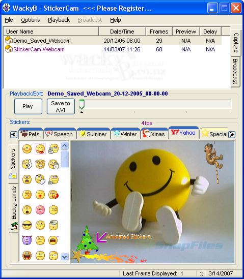 screenshot of StickerCam