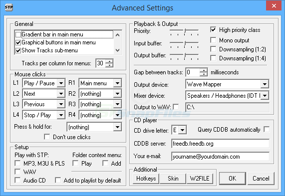 screenshot of STP MP3 player