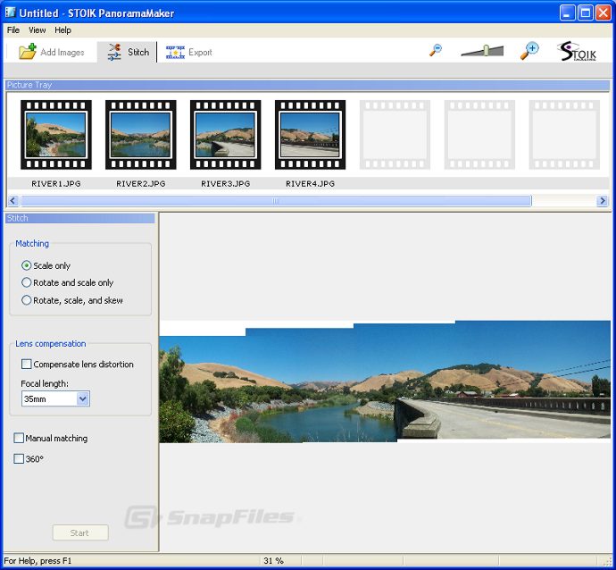 screen capture of STOIK PanoramaMaker