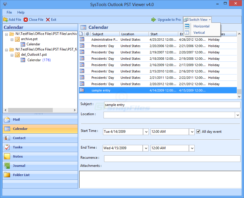 screenshot of Systools Outlook PST Viewer
