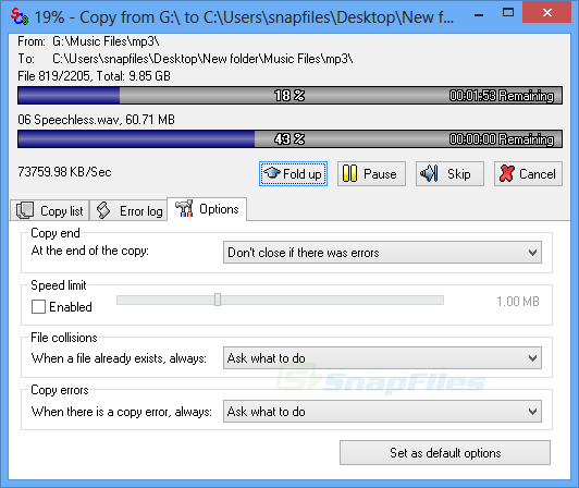 screenshot of Ultracopier (Supercopier)