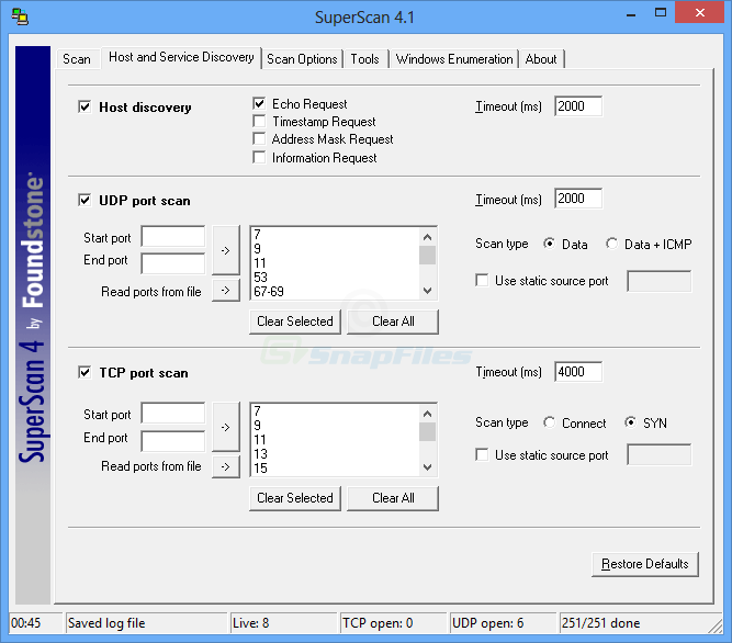 screenshot of SuperScan