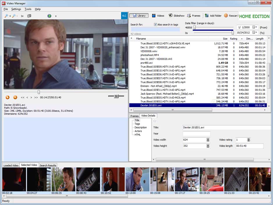 screen capture of Saleen Video Manager