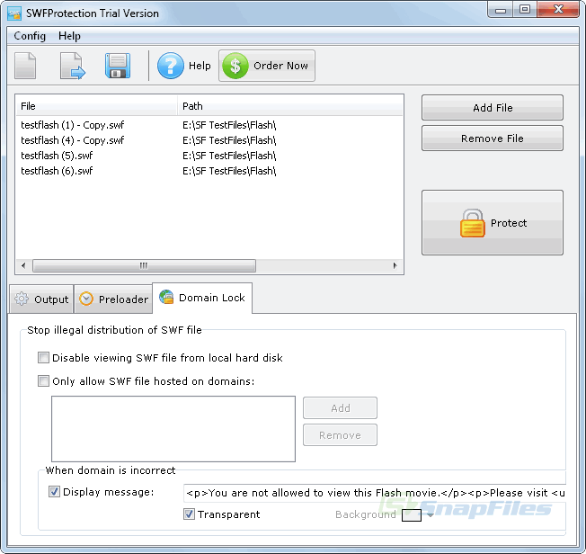 screenshot of SWFProtection