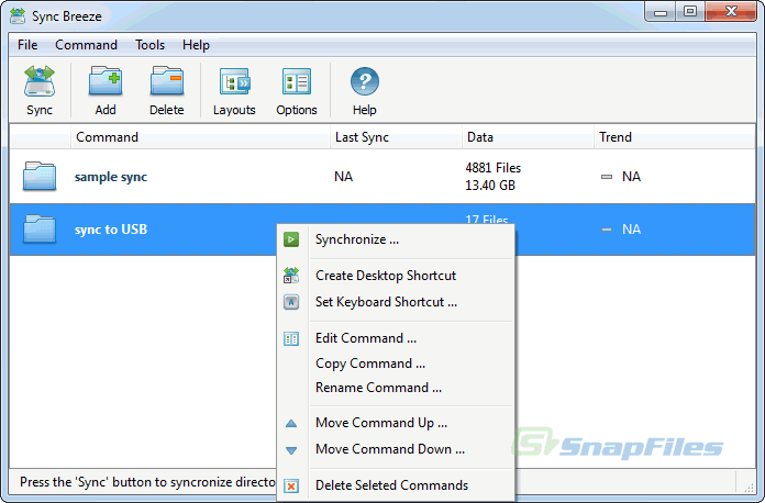 screen capture of SyncBreeze