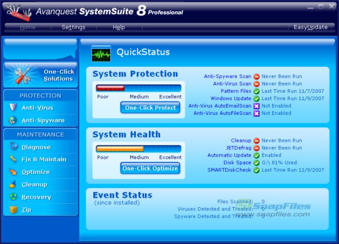 screen capture of System Suite Professional