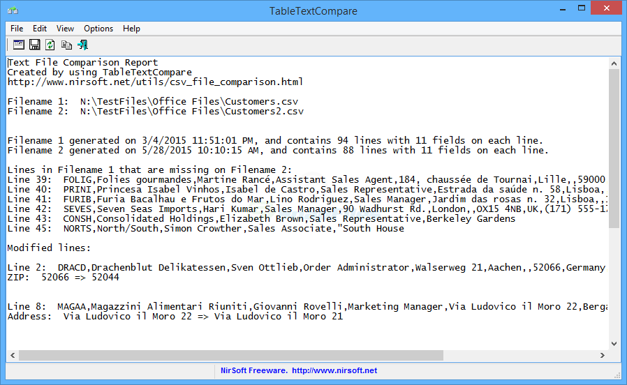 screen capture of TableTextCompare