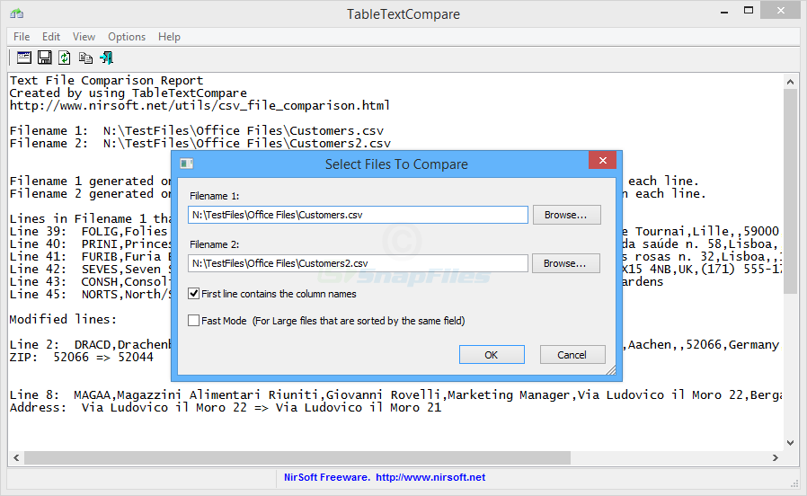 screenshot of TableTextCompare