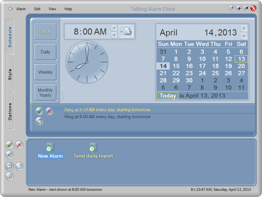 screen capture of Talking Alarm Clock