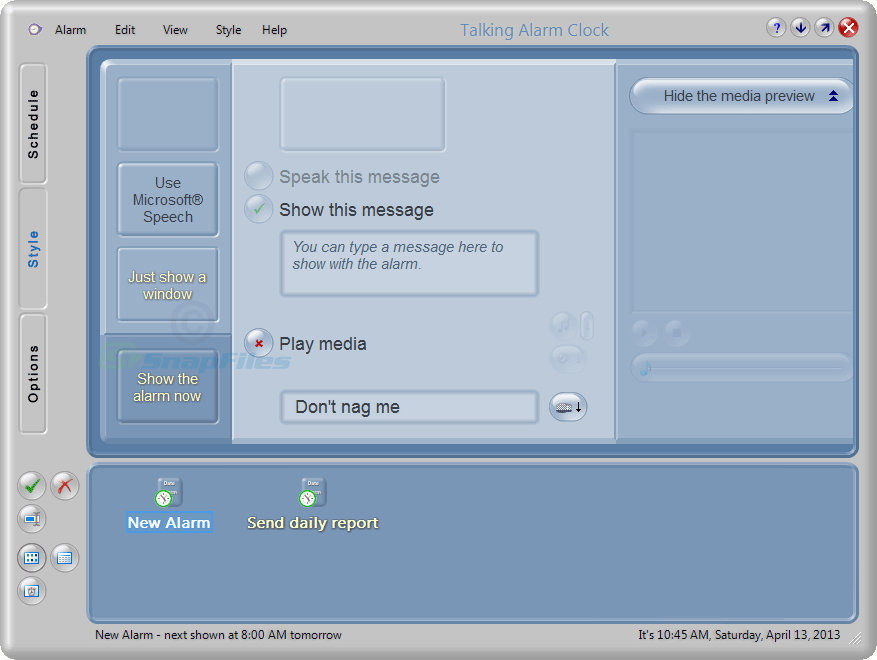 screenshot of Talking Alarm Clock