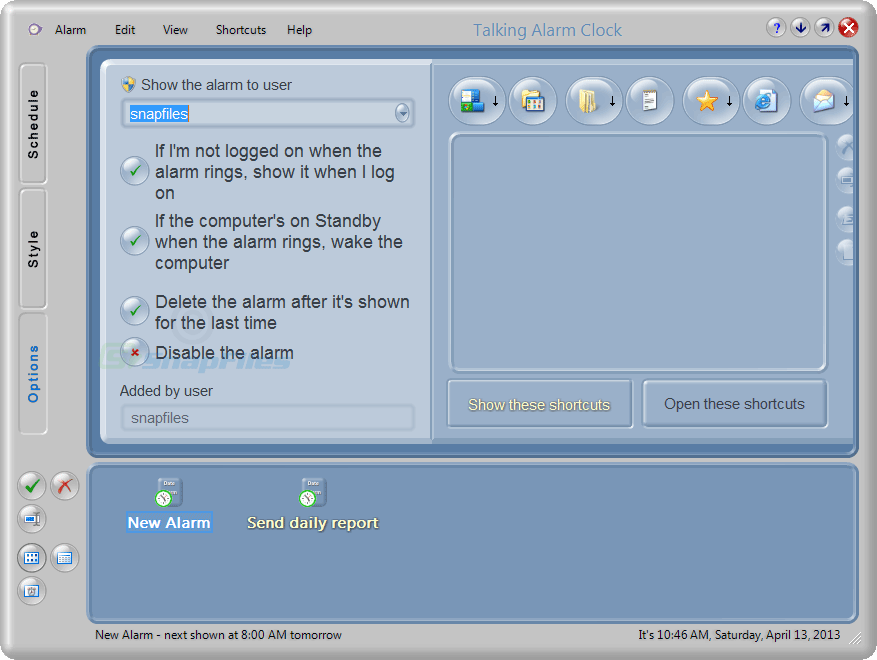 screenshot of Talking Alarm Clock