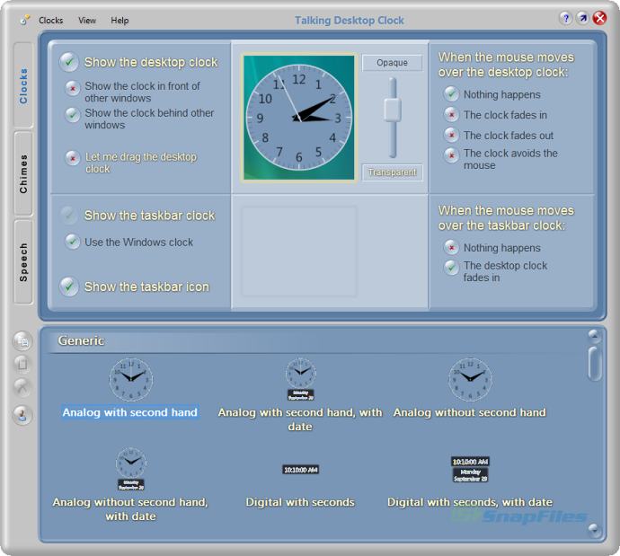 screenshot of Talking Desktop Clock