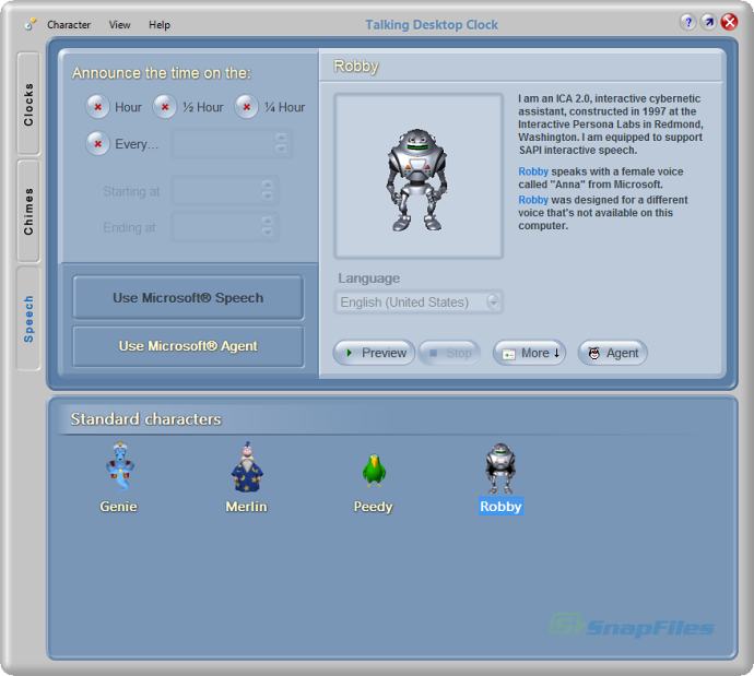 screenshot of Talking Desktop Clock