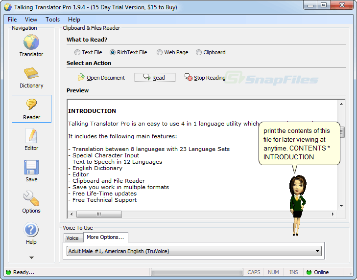 screenshot of Talking Translator Pro