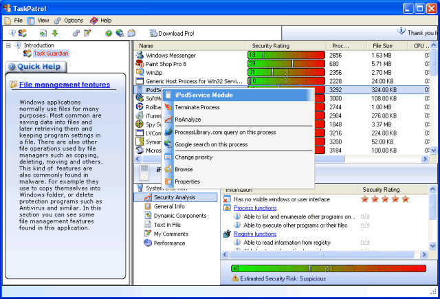 screen capture of TaskPatrol Personal