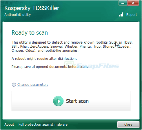 screen capture of TDSSKiller