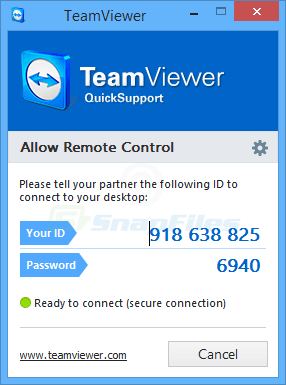 screen capture of TeamViewer QuickSupport