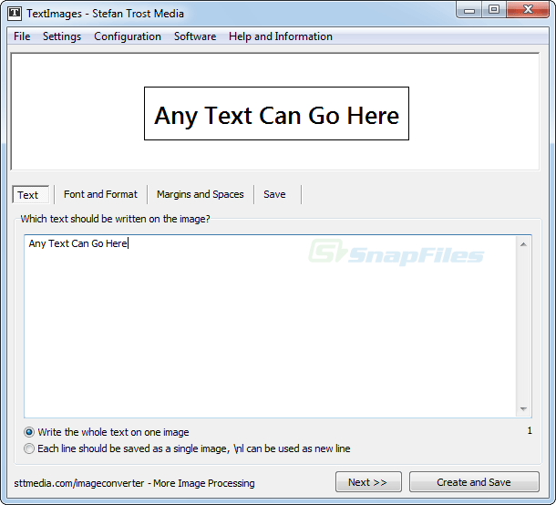 screen capture of TextImages