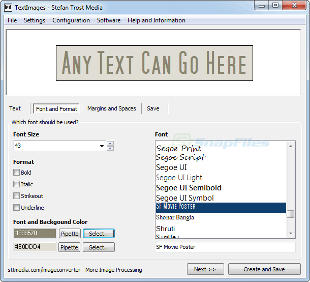 screenshot of TextImages