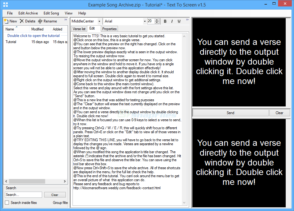 screenshot of TextToScreen