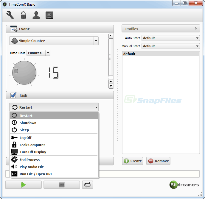 screen capture of TimeComX Basic