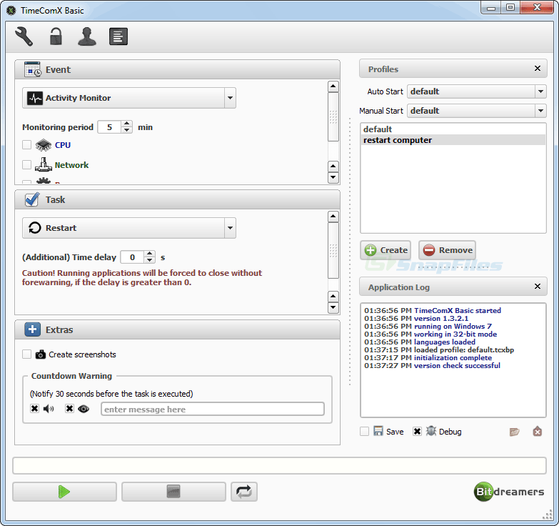 screenshot of TimeComX Basic