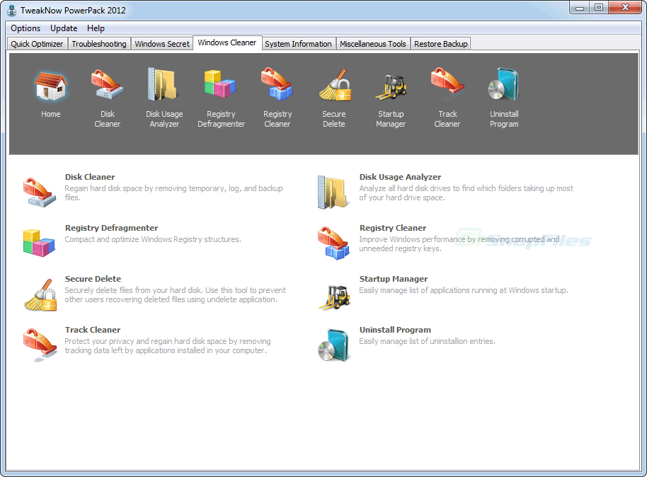 screenshot of TweakNow PowerPack