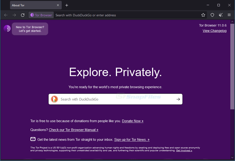 screen capture of Tor Browser