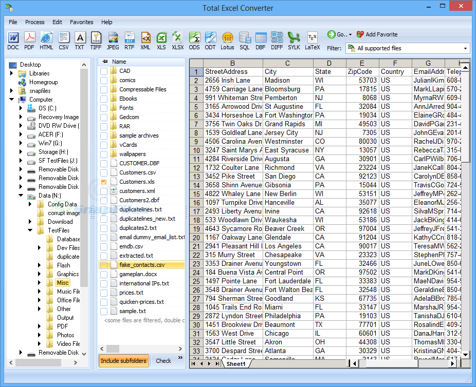 screen capture of Total Excel Converter